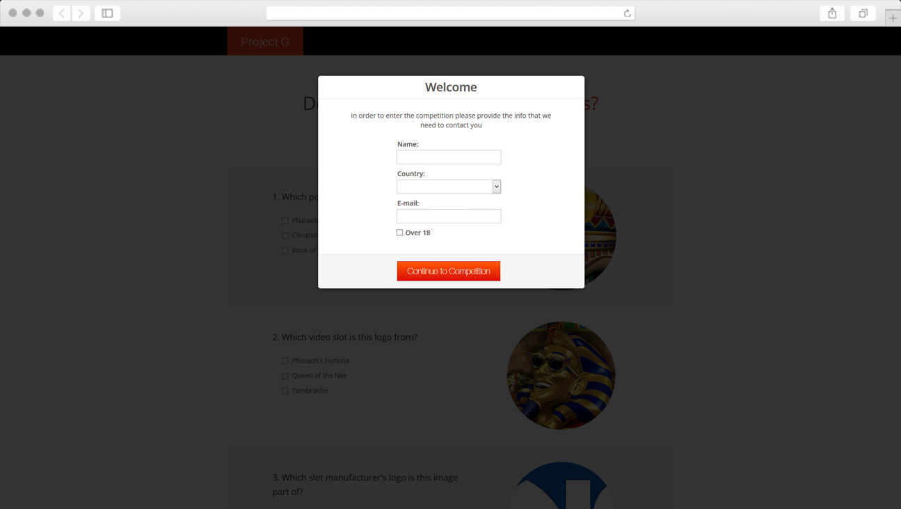 Project G - login page design